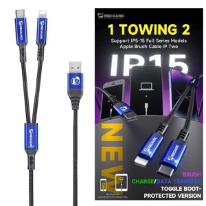 Mechanic IP TWO 2in1 Apple Full Series Brush Cable USB to Lightning & Type-C Data Recovery Cable for iPhone / iPad Flashing & Data Transmission